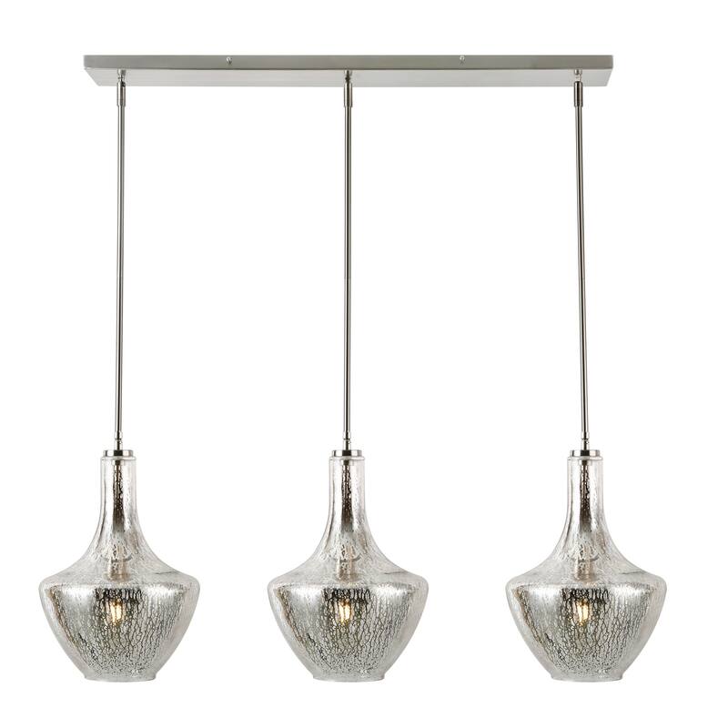 Light Society Modena 3-Light Island Light - Satin Nickel/Silver Mercury