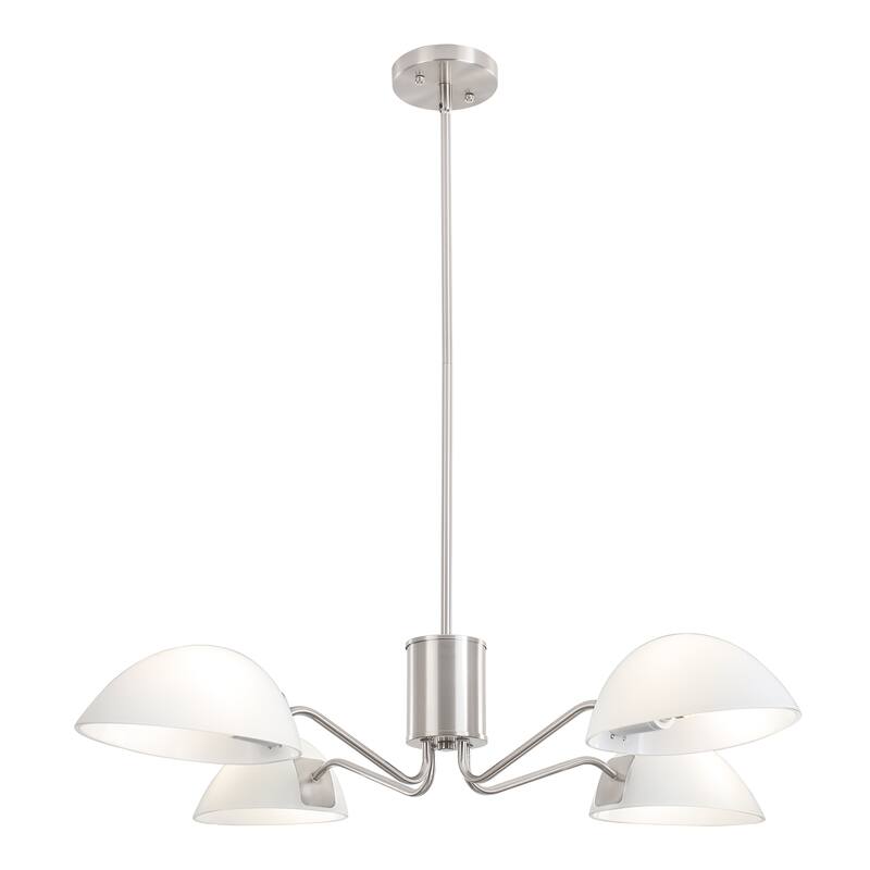 4-Light Hanging Island Linear Chandelier Lighting Fixture with Glass Shade for Dining Room Kitchen Island