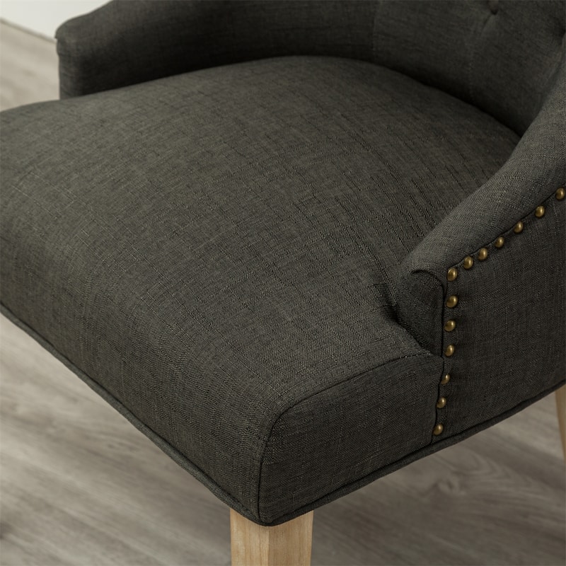 Button Tufted Solid Wood Wingback Chairs with Nail Heads, Set of 2