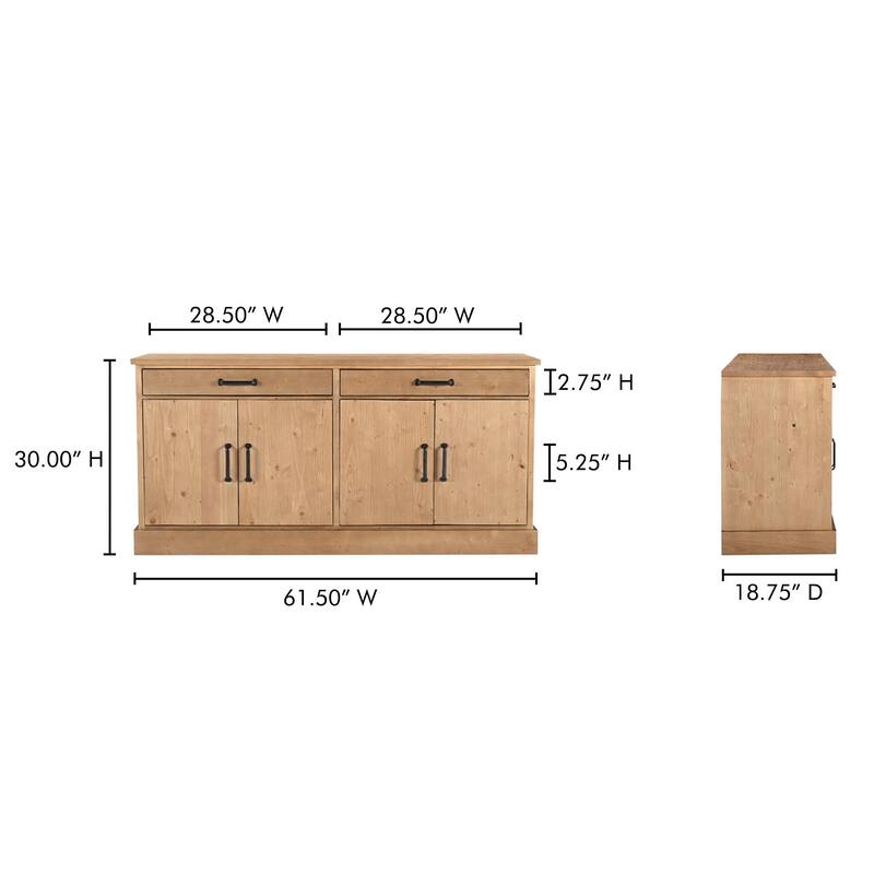 NADAAL STUDIOS Arvid, Solid Wooden Sideboard, Honey Pine