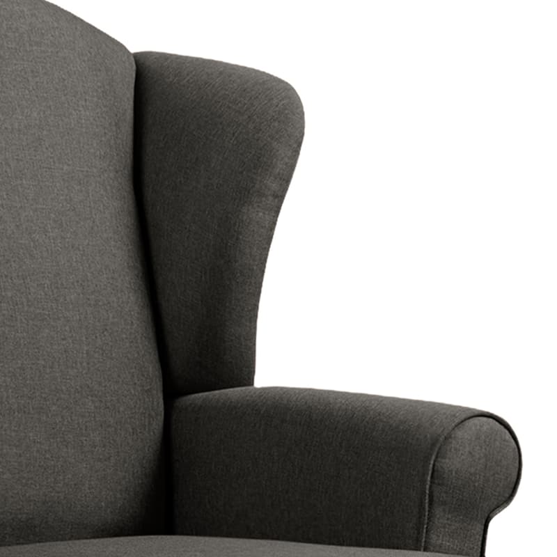 31" W Modern Upholstered Linen Wing Back Accent Chair with Rolled Arm