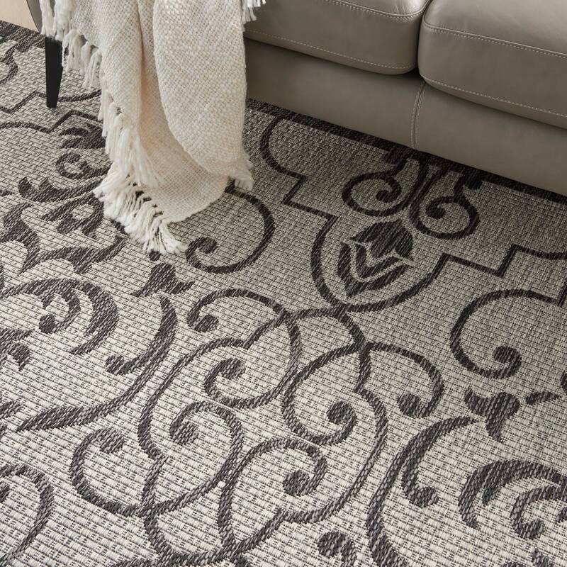 Nourison Garden Party Trellis Indoor/Outdoor Area Rug - 7'10" x 10'6" - Ivory/Charcoal