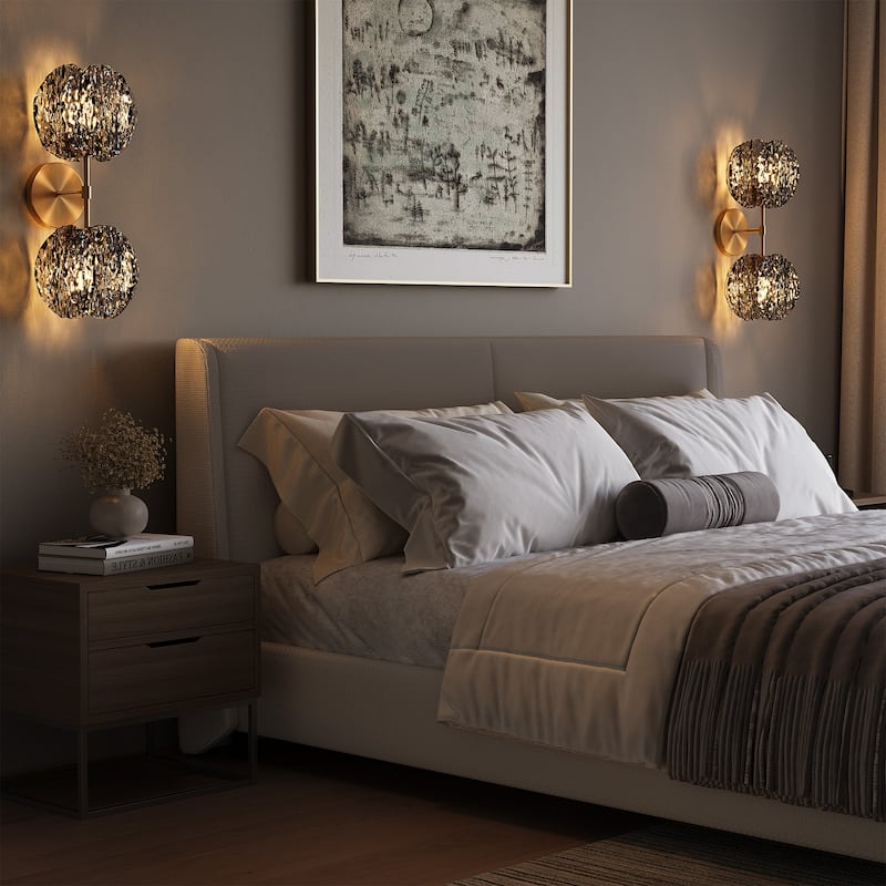 2-Light Modern Wall Sconce - N/A - Gold