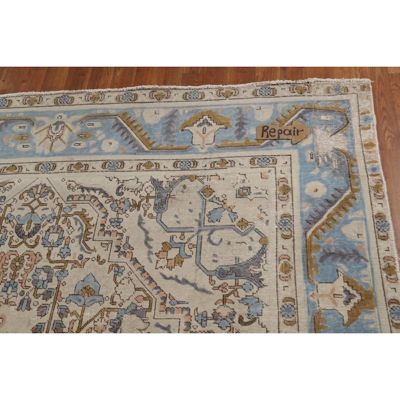 Geometric Tabriz Persian Area Rug Handmade Floral Wool Carpet - 6'7"x 9'8"