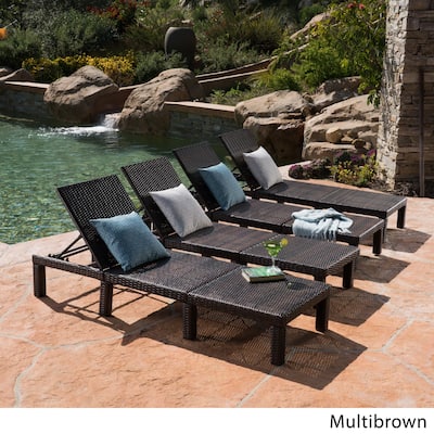 Jamaica Outdoor Wicker Chaise Lounge (Set of 4) by Christopher Knight Home