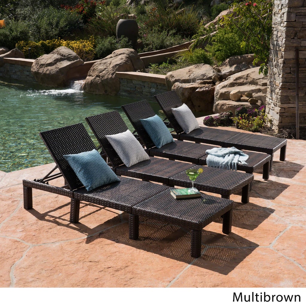 Jamaica Outdoor Wicker Chaise Lounge (Set of 4) by Christopher Knight Home