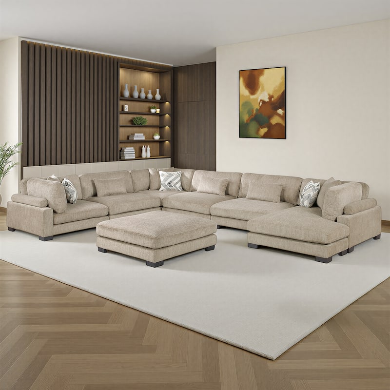 Fremont & Park Abbeville Microfiber 7-Piece Modular Sectional with Chaise and Ottoman