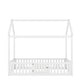 preview thumbnail 16 of 16, Twin Size House-Shaped Floor Bed Frame, Distressed Washed Wood Bed Frame with Fence and Door, Semi-Enclosed Design