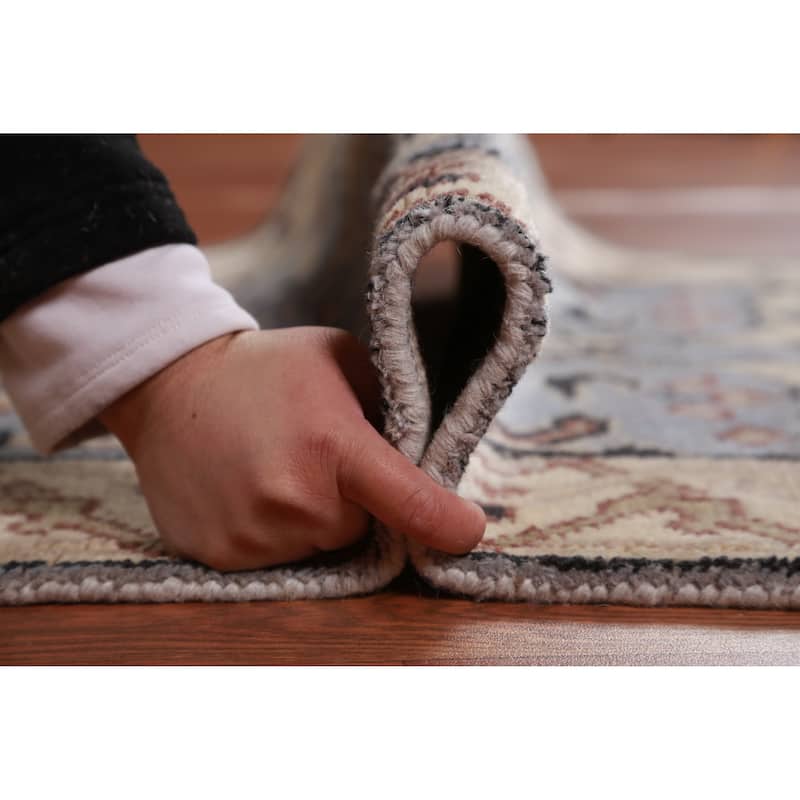 Blue Oushak Oriental Runner Rug Handmade Floral Wool Carpet - 2'7"x 8'0"