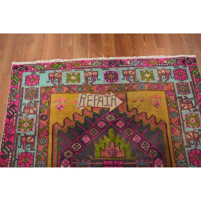 Hand Knotted Oriental 100% Wool Carpet Traditional Tribal Yellow & Gold Meshkin Runner Rug - 10' 7'' X 3' 5''