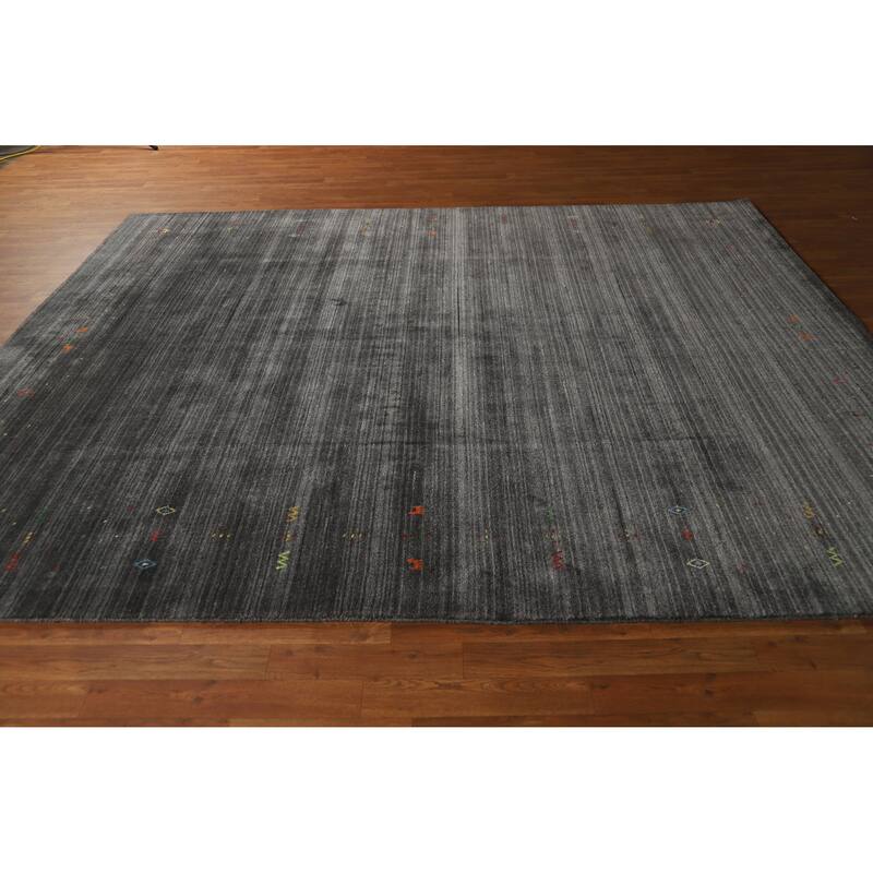 Hand Knotted Oriental 100% Wool Carpet Tribal Tribal Greys & Charcoal Gabbeh Area Rug - 10' 0'' X 8' 0''