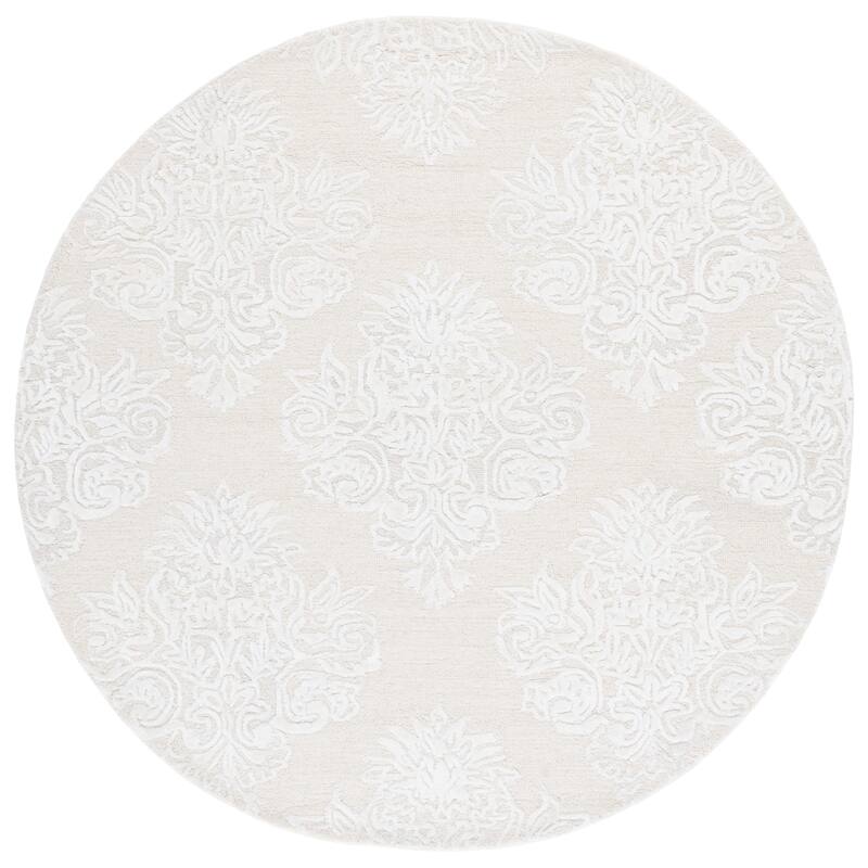 SAFAVIEH Handmade Glamour Chirata Modern Wool & Viscose Rug - 6' Round - Ivory