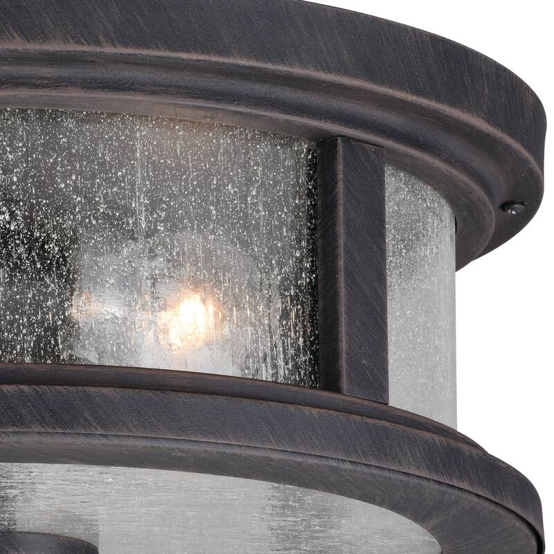 Outdoor Ceiling Light - Bronze Flush Mount - Clear Glass Lantern - Antique Style - Patio Porch Light - 6