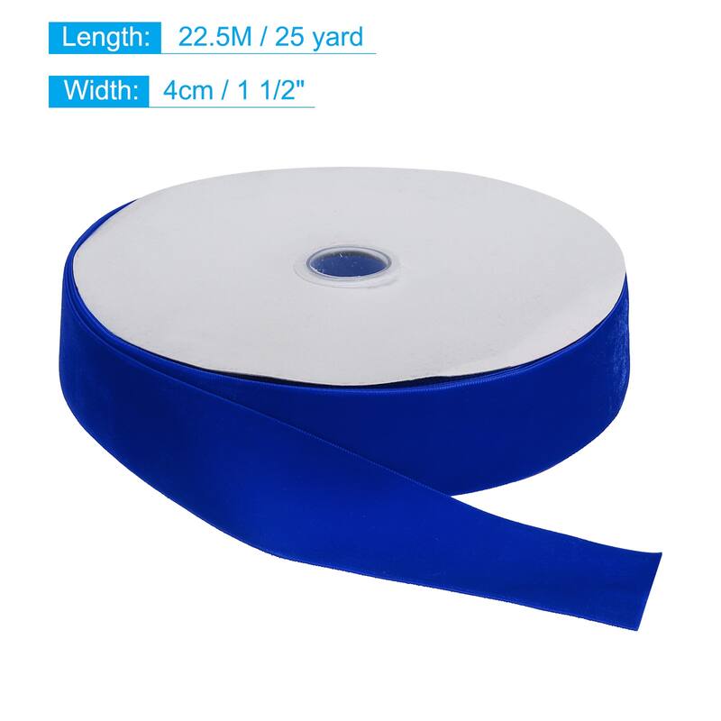 Velvet Ribbon 1 1/2 Inch Single Face Spool Silky for DIY Crafts - Bright Blue - 25 Yard