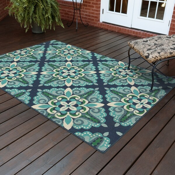 Al Fresco Medallions Beige 5x8 Outdoor deck or patio rug FREE SHIPPING!!! 