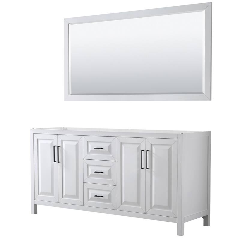 Wyndham Collection Daria 71" Double Free Standing Vanity Cabinet - - White / Matte Black Hardware