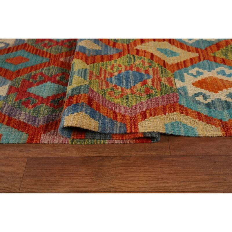 Multicolor Kilim Oriental Large Rug Flatweave Wool Carpet - 10'5" x 16'2"