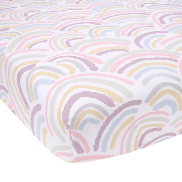 slide 2 of 3, Lambs & Ivy Signature Rainbow 100% Organic Cotton Breathable Fitted Crib Sheet