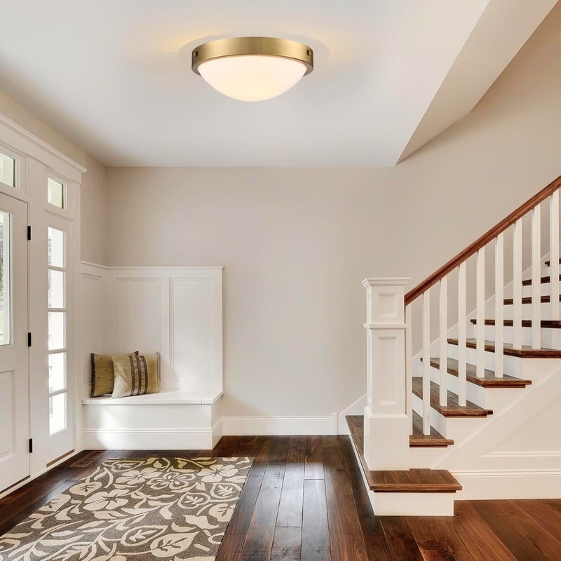 2-Light flush mount ceiling light gold ceiling lights glass light fixture