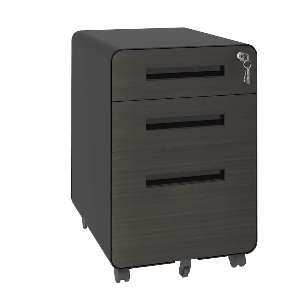 3-Drawer Mobile File Cabinet with Lock, All-Steel Metal Storage Cabinet on Casters, for Home & Office, Holds A4/Letter Files