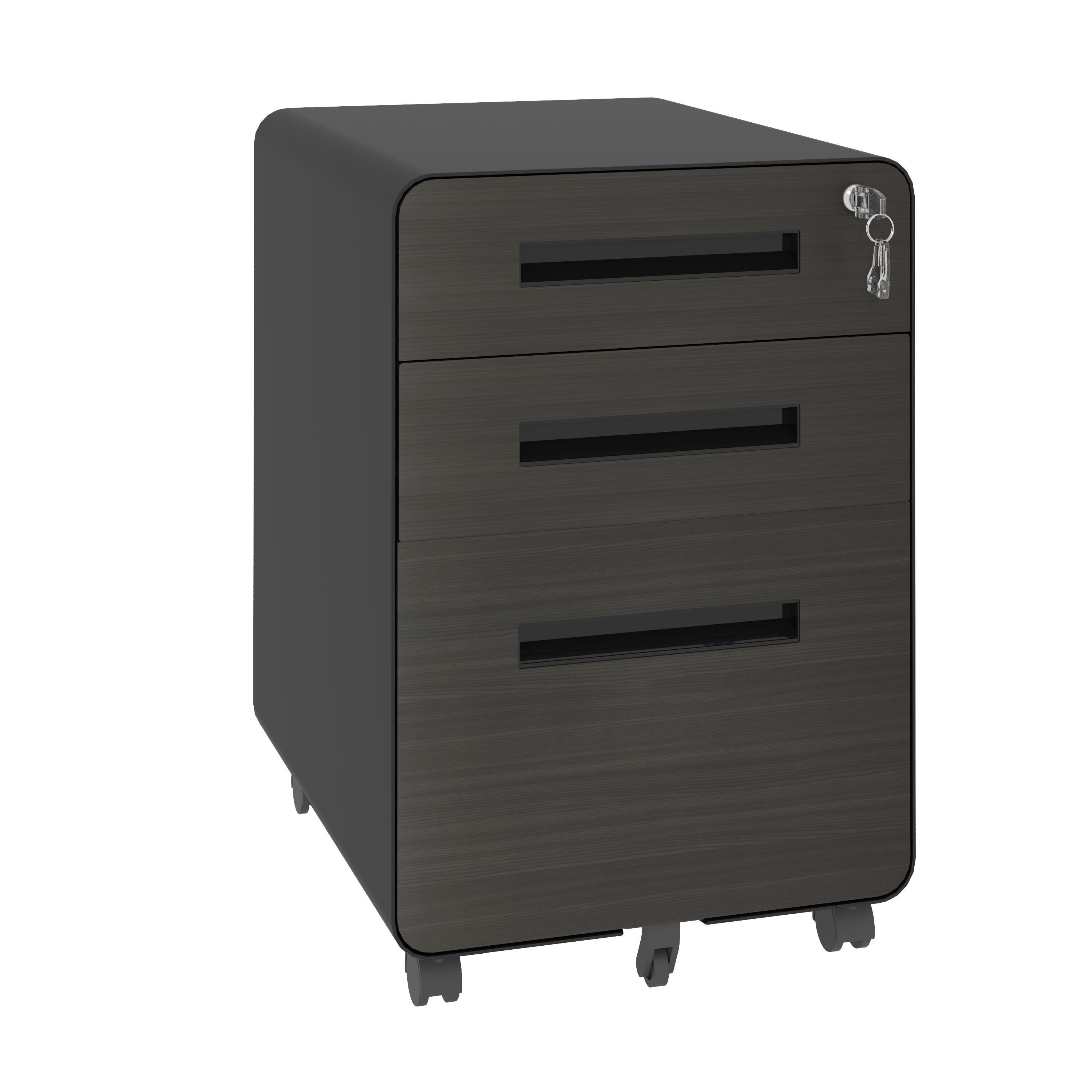3-Drawer Mobile File Cabinet with Lock, All-Steel Metal Storage Cabinet on Casters, for Home & Office, Holds A4/Letter Files