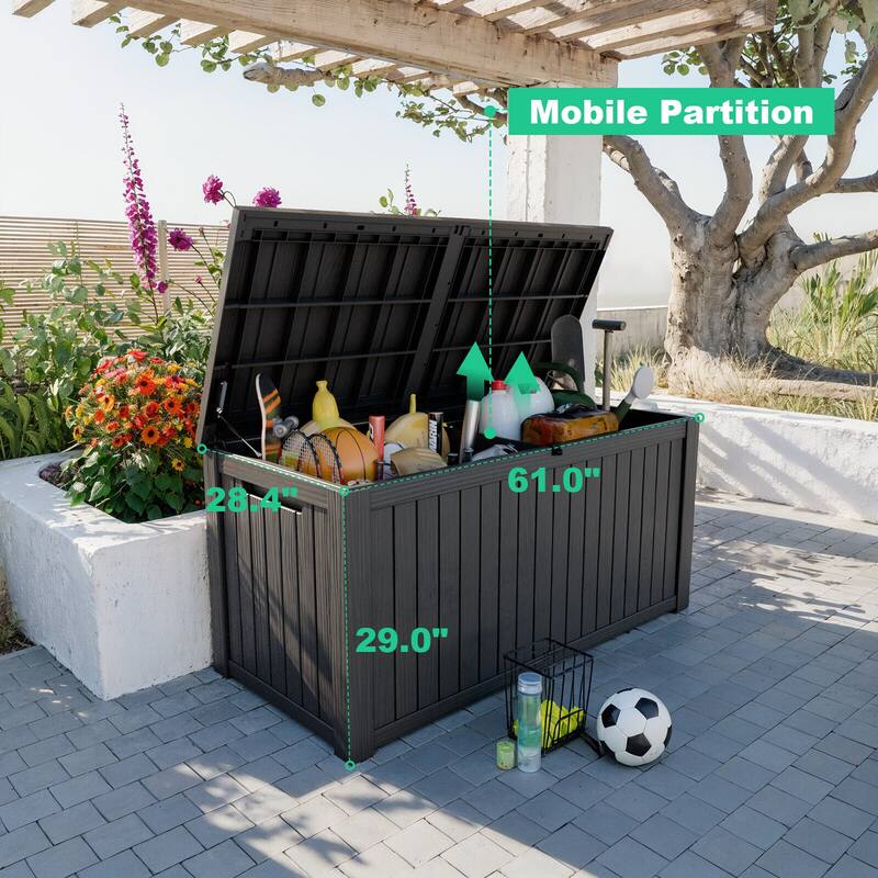 Momei 180 Gallons Large Resin Water Resistant Patio Storage Box