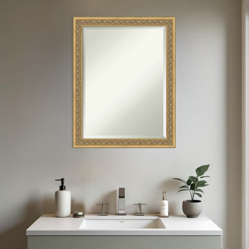 Carter Dark Gold Beveled Wood Framed Bathroom Vanity Wall Mirror - Carter Dark Gold