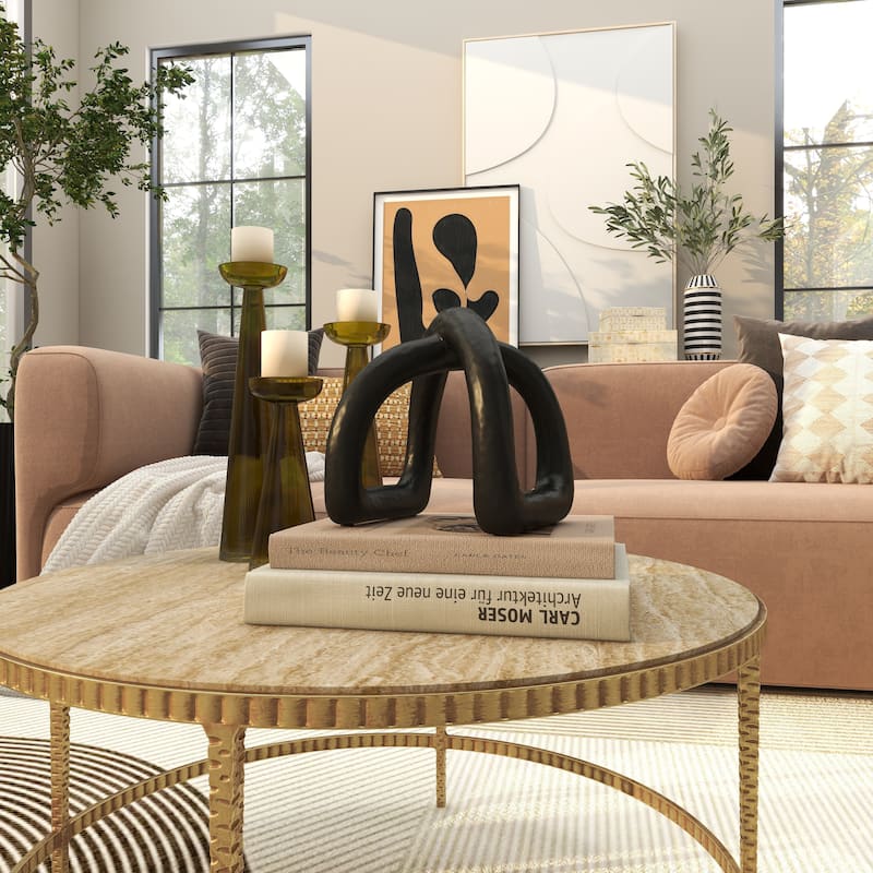 CosmoLiving by Cosmopolitan Black Porcelain Ceramic Arched Abstract Decorative Sculpture