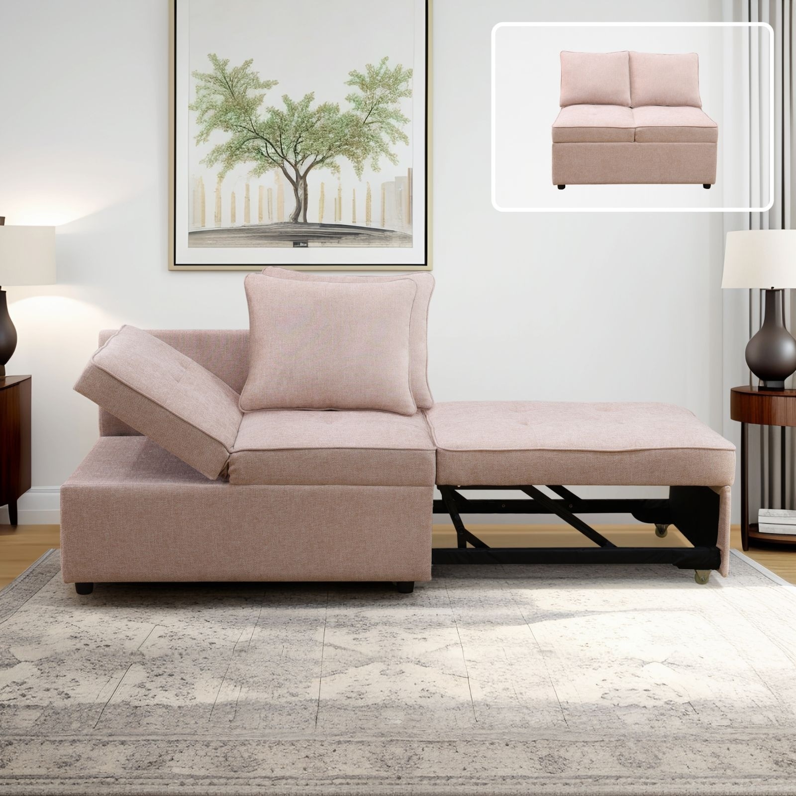 Convertible Sofa Bed Sleeper Sofa Chair Folding Ottoman Recliner Loveseat for Living Room