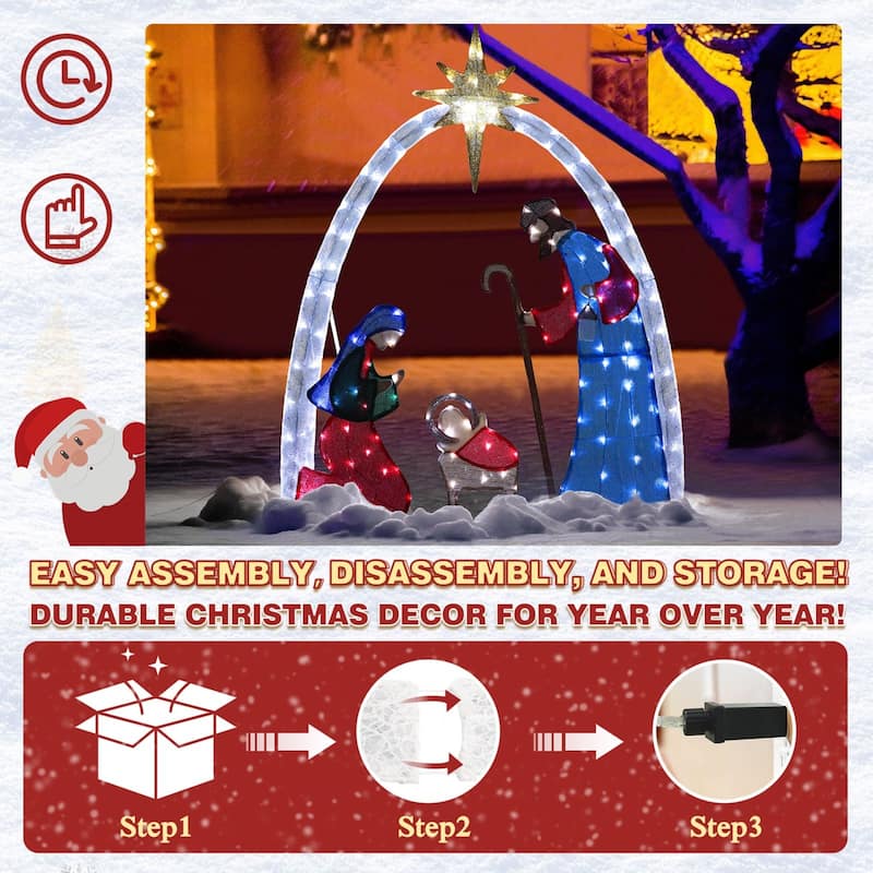 VEIKOUS 5 ft. LED Nativity Sence Set Christmas Holiday Yard Decoration