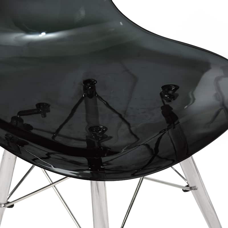 LeisureMod Dover Molded Side Chair with Acrylic Base, Set of 4 - Red - 36 x 32.4 x 16.25