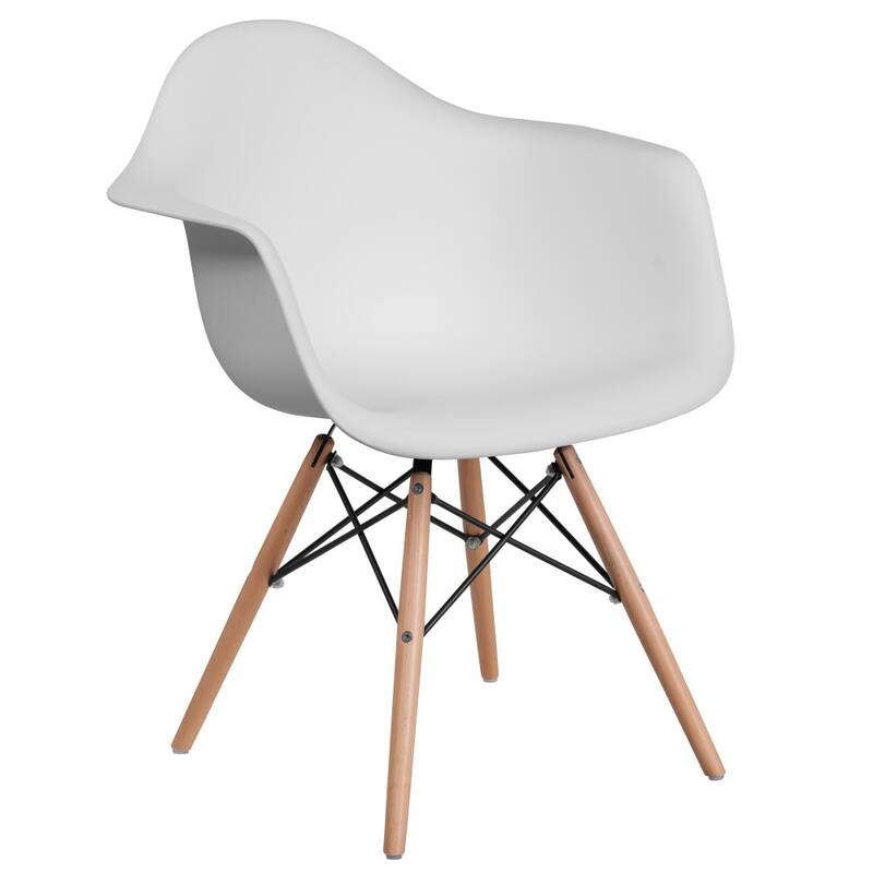 Plastic Chair with Arms and Wooden Legs
