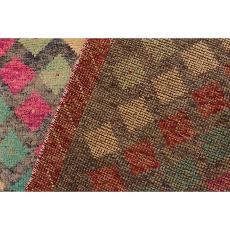 Boho Chic Balochi Stephenson Gray/Red Hand Knotted Wool Rug - 4'2'' x 6'1''
