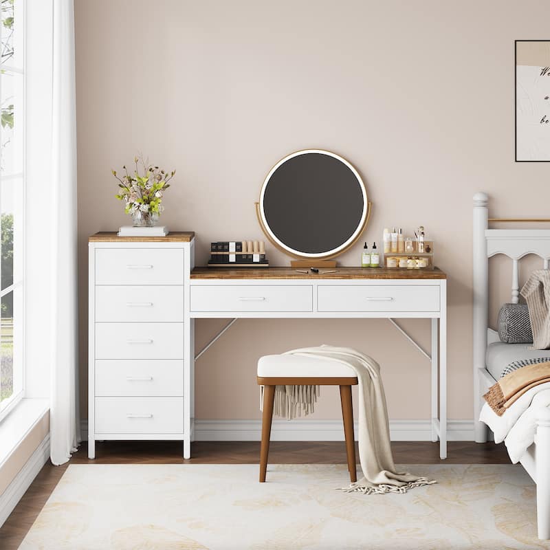 Modern Makeup Vanity Desk Dressing Table with Reversible Drawers (Without Mirror)