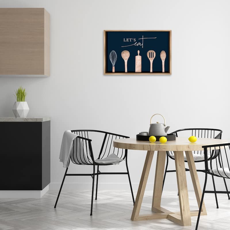 Stupell Let's Eat Kitchen Utensils Framed Floater Canvas Wall Art Design By Lux + Me Designs