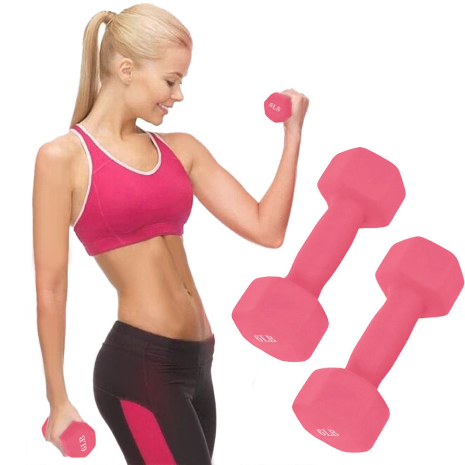 A Pair Dumbbell Barbell Neoprene Coated Weights 6 Pound Pink - 12lbs - On  Sale - Bed Bath & Beyond - 38217039