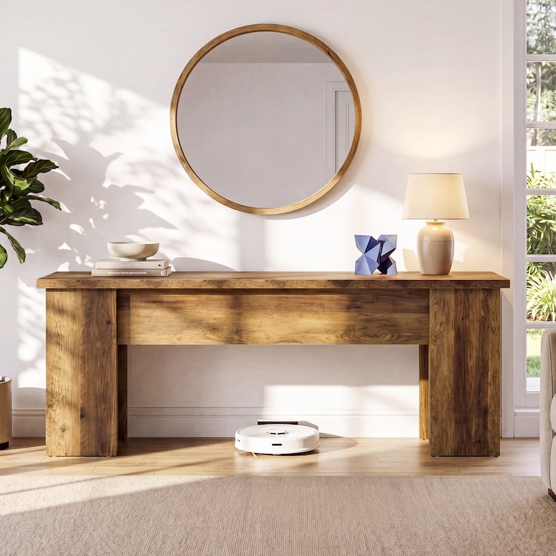 63-inch Long Farmhouse Low Console Table