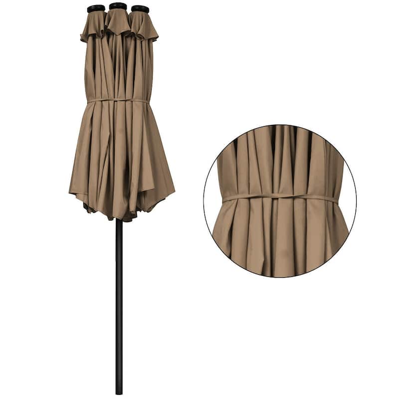 15 Ft Patio LED Crank Solar Powered 36 Lights Umbrella