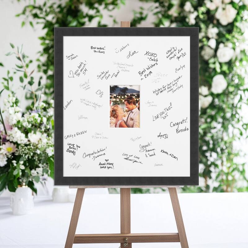 Mezzanotte Signature Mat Picture Frame - Autograph Photo Frame Guest Book Alternative for Weddings, Graduations, or Retirement - 5x7