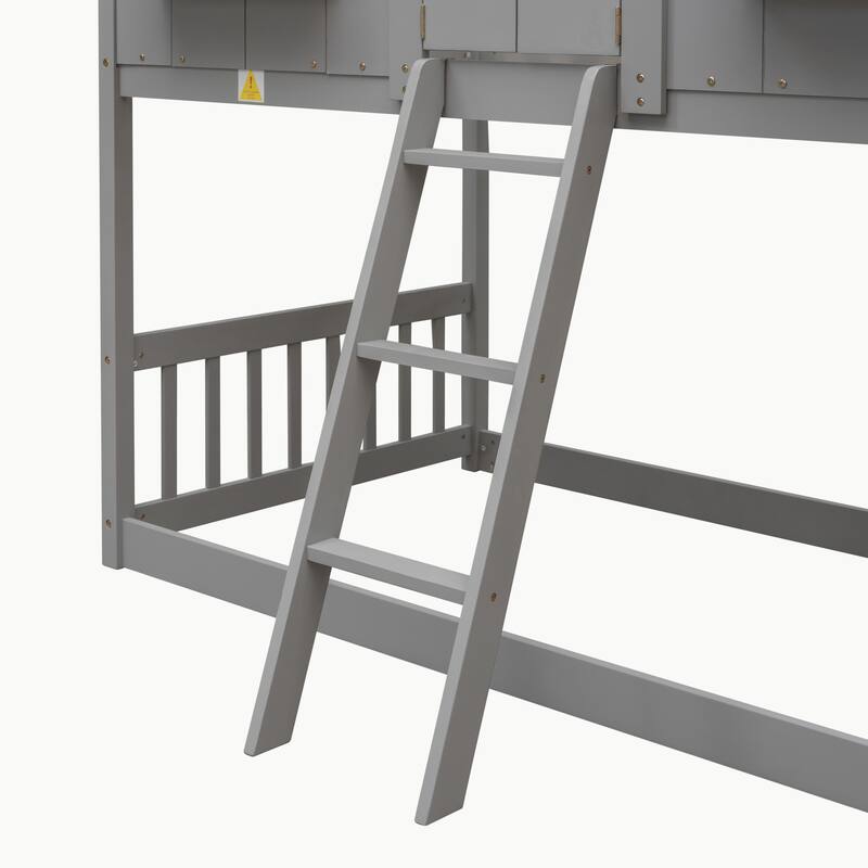 Twin over Twin House Bunk Bed with Roof