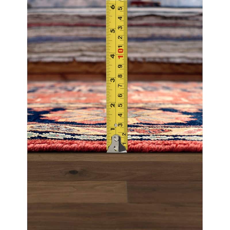 Pasargad Home Serapi Hand-Knotted Rust/Navy Wool Area Rug