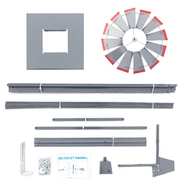 Weather Resistant Iron 8-foot Garden Windmill