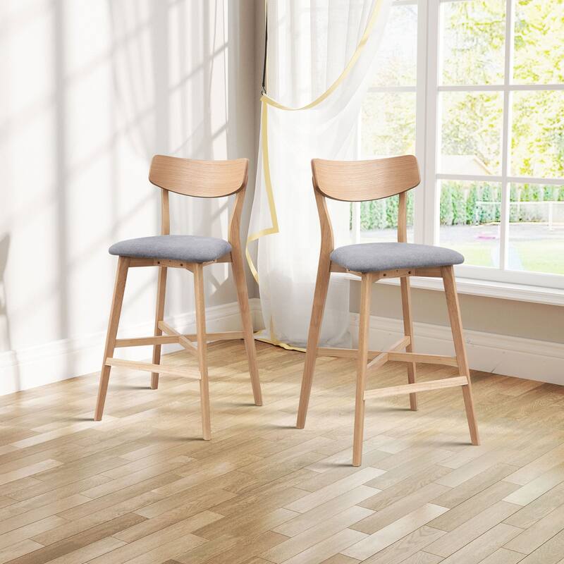 Modern Style 3-Piece Dining Set with Round Counter Height Bar Table and 2 Upholstered Dining Chairs