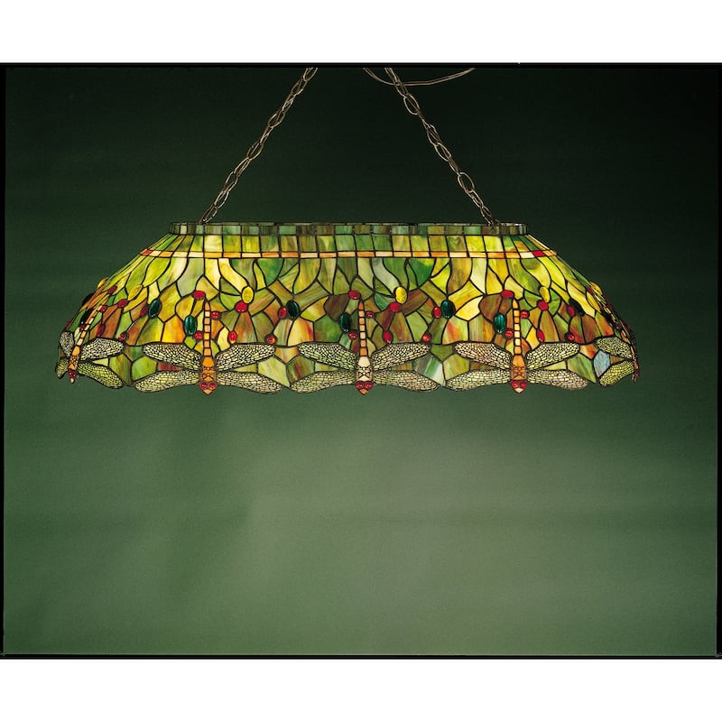 Meyda Tiffany Hanginghead Dragonfly 6 Light Single Tier Billiard - Tiffany Glass