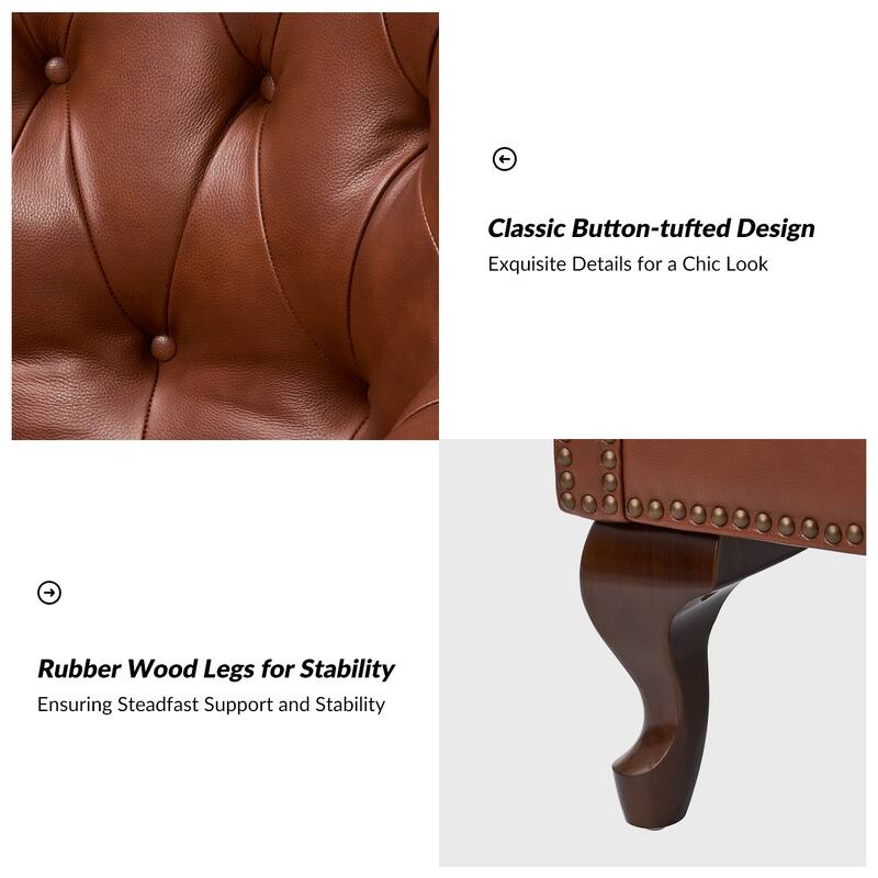Gerhard Genuine Leather Armchair with Nailhead Trims and Removable Cushion Set of 2 by HULALA HOME