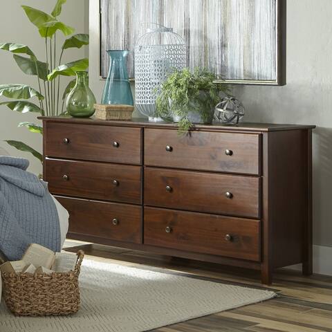 Grain Wood Furniture Shaker 6-drawer Solid Wood Dresser