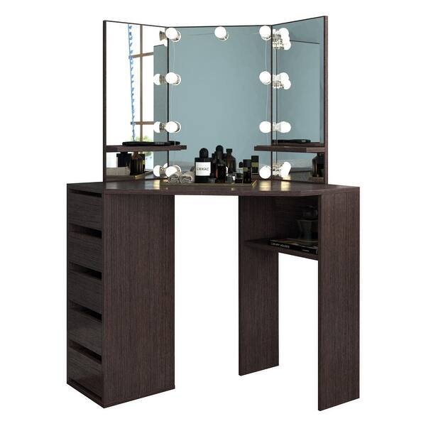 Victoria Corner Makeup Vanity Desk With 5 Drawers Overstock 33075509