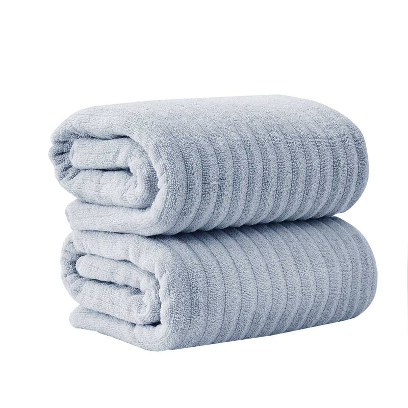 Linery & Co. Combed Cotton Bath Towel Set - Bath Sheet (Pack of 2) - Light Blue