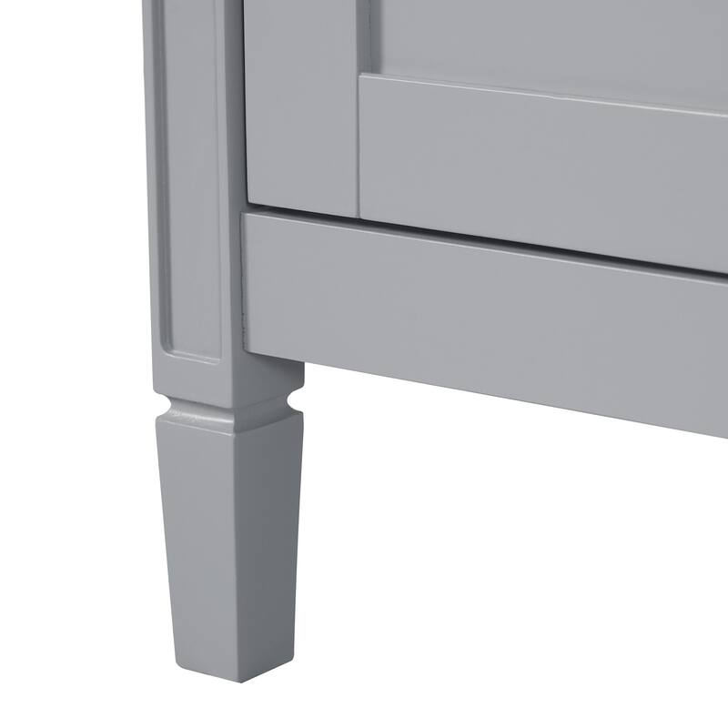 Bathroom Vanity with Ceramic Sink, Freestanding Bathroom Cabinet with Soft Close Door, Adjustable Shelf & Door Storage Rack