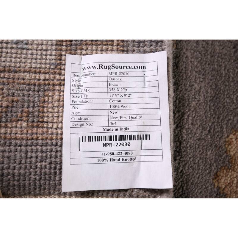 Gray Oushak Oriental Area Rug Handmade Transitional Wool Carpet - 9'2" x 11'9"